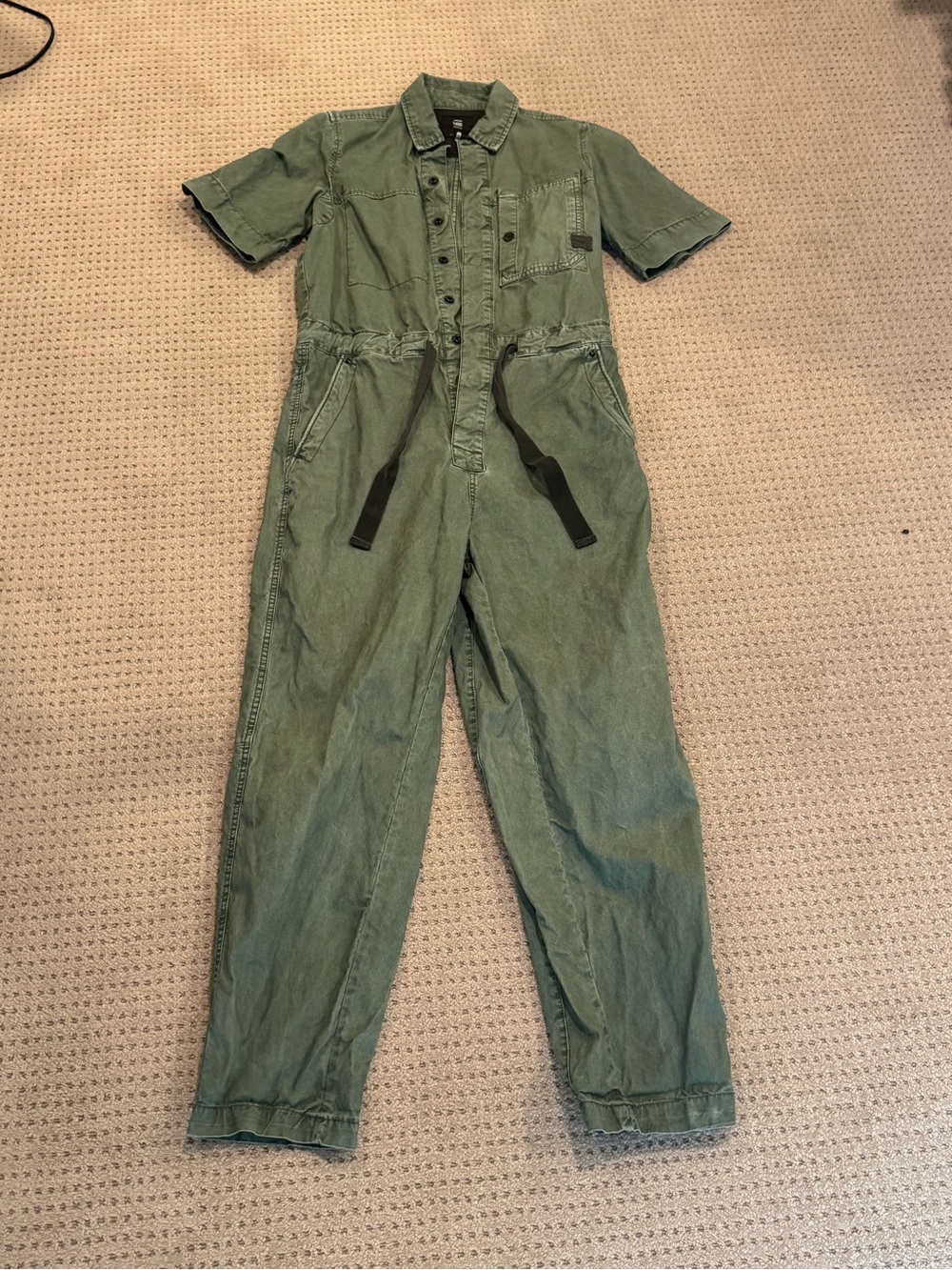 G-Star Short-Sleeve Utility Jumpsuit in Olive